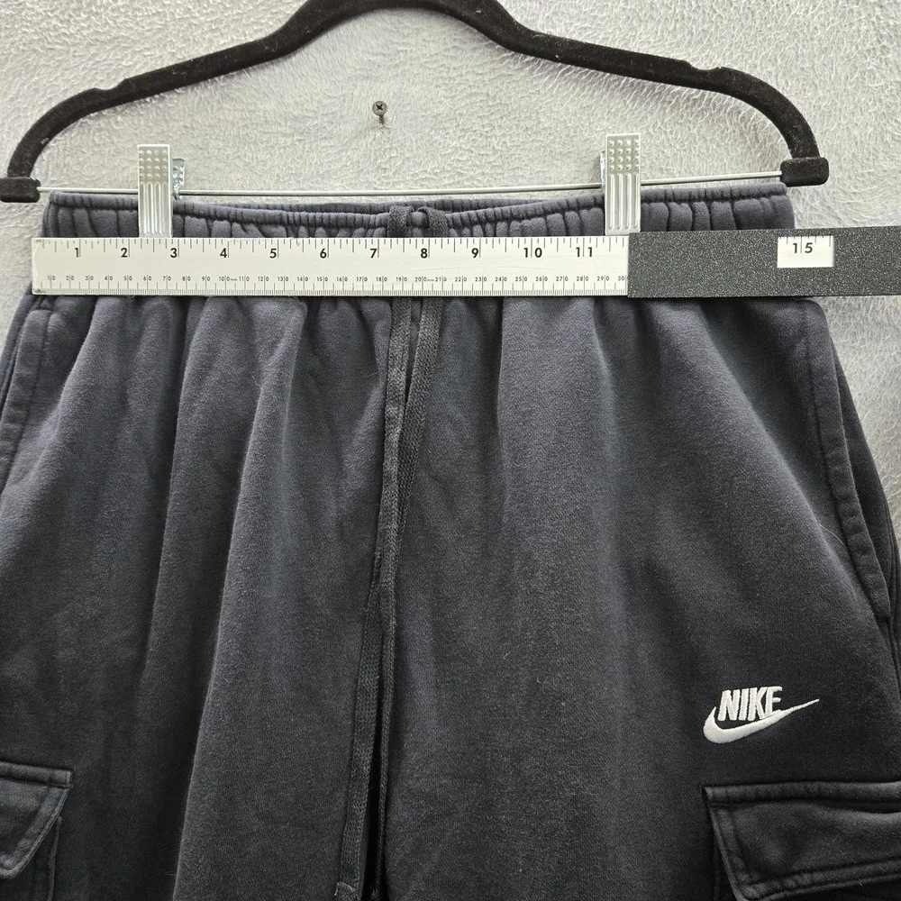 Nike Men Sweatpants M Black Embroidered Cargo Pants Fleece CD3129-010‎